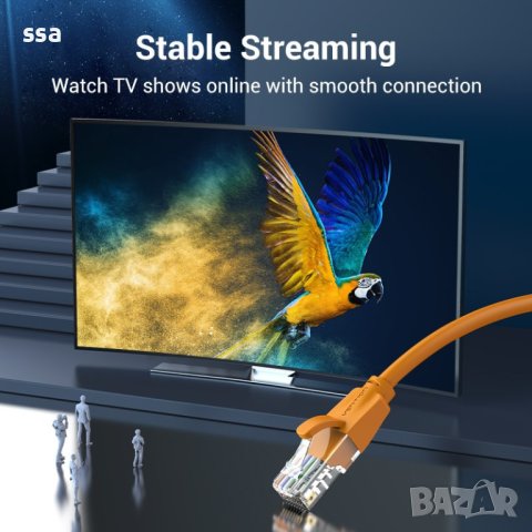 Vention Кабел LAN UTP Cat.6 Patch Cable - 2M Orange - IBEOH, снимка 5 - Кабели и адаптери - 44231332