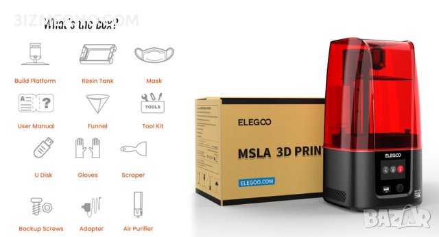 Фотополимерен LCD 3D Принтер Elegoo Mars 4 9K 7" 153.36x77.76x175mm, снимка 5 - Принтери, копири, скенери - 42036032