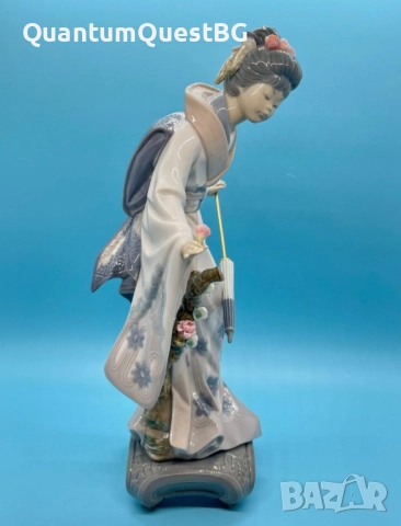 Lladro Spain Japanese Geisha “Teruko” w/ Folded Parasol “Гейшата”, снимка 2 - Статуетки - 52830312