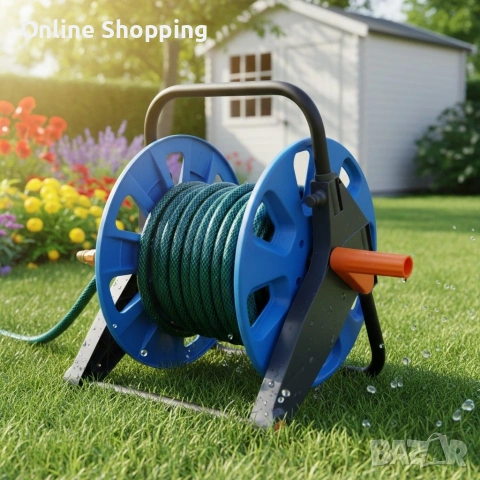 Преносима макара за градински маркуч, снимка 2 - Напояване - 53375435