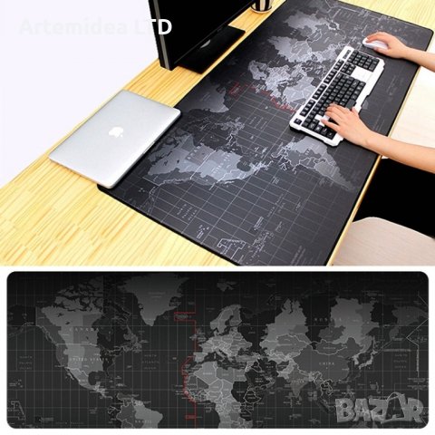 Подложка за мишка, Модел World, Карта на света, Обшити ръбове, 800 x 400 x 3 мм, снимка 1