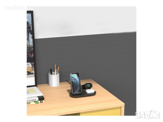 Безжично зарядно със стойка за телефон, смарт часовник Aukey LC-A3, снимка 5 - Безжични зарядни - 52263361