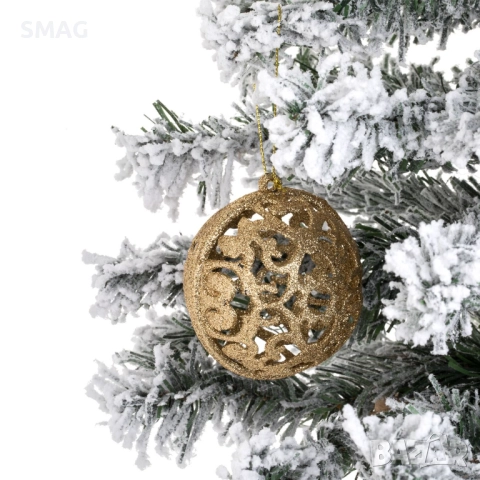 Комплект коледни топки червено-зелено-златни ажур Ø8 см_1240997, снимка 2 - Други - 52354161