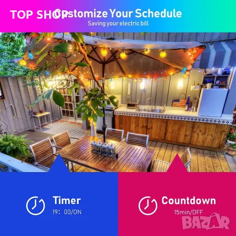 RGB смарт светлинна верига с 25 крушки, снимка 7 - Външни лампи - 49157805