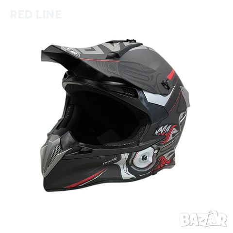 Каска за мотокрос 188 Matt Black/Grey Red, снимка 5 - Аксесоари и консумативи - 50817350