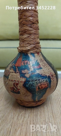 бутилка винтидж обвита с кожа Италия за колекционери , снимка 2 - Антикварни и старинни предмети - 52713049