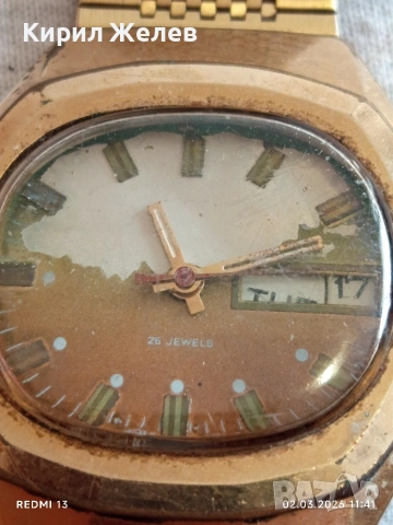 Стар механичен часовник СССР мъжки рядък позлатен за КОЛЕКЦИОНЕРИ 53742, снимка 8 - Антикварни и старинни предмети - 53677140