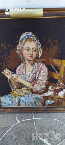 Гоблен "Шивачката", снимка 2 - Гоблени - 53809175