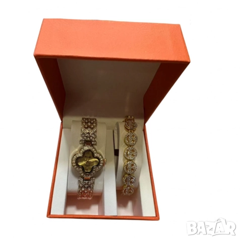 Комплект часовник + гривна – Луксозен стил с камъни, снимка 9 - Бижутерийни комплекти - 52040676