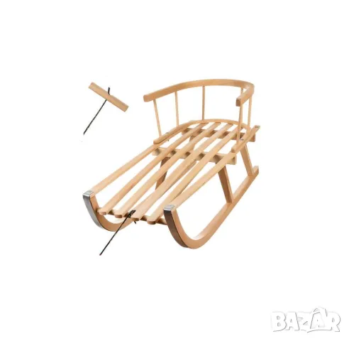 Дървена шейна с въже за дърпане / Детска шейна с облегалка