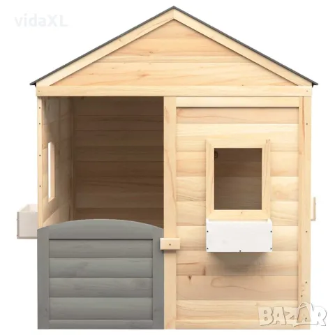 vidaXL Къща за игра със заключваща се врата и саксии, чам масив（SKU: 93687）