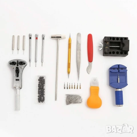 Комплект часовникарски инструменти в калъф ремонт часовници часовник верижка капак каишка голям, снимка 2 - Други инструменти - 50838336