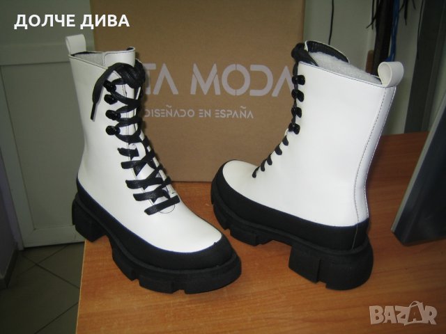 Дамски боти /кубинки/ м.6002 бяли и черни-намаление, снимка 6 - Дамски боти - 34361688