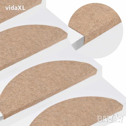 vidaXL Самозалепващи стелки за стъпала, 30 бр, бежови, 65x22,5x3,5 см, снимка 2 - Изтривалки - 56147147
