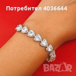 Гривна със сърчица и камъчета, снимка 4 - Гривни - 51443368