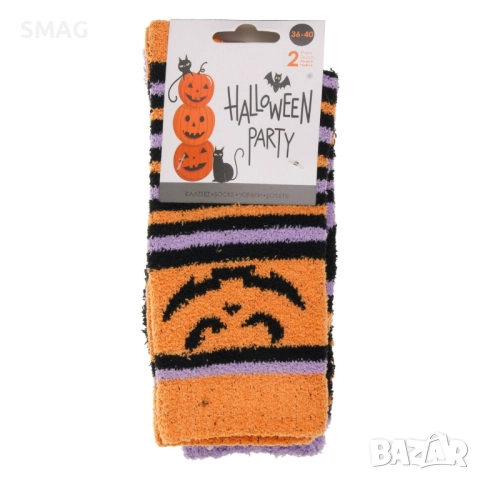 Halloween / Хелоуин пухкави чорапи, черно, оранжево и лилаво – 2 чифта_1252765, снимка 2 - Други - 52118036