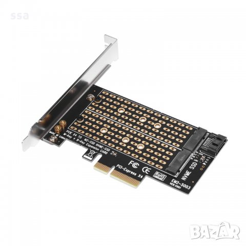 Адаптер M2 SSD NVMe+SATA (M-key+B-key) to PCI Express 3.0 4x adapter, снимка 2 - Кабели и адаптери - 35731532
