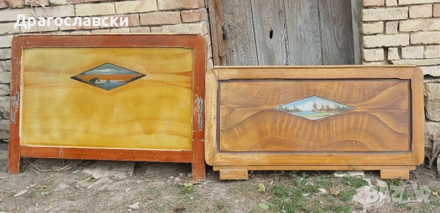 за легло  - дървени стари табли, стара табла, рисувани, персон и половина, снимка 2 - Други - 51848911