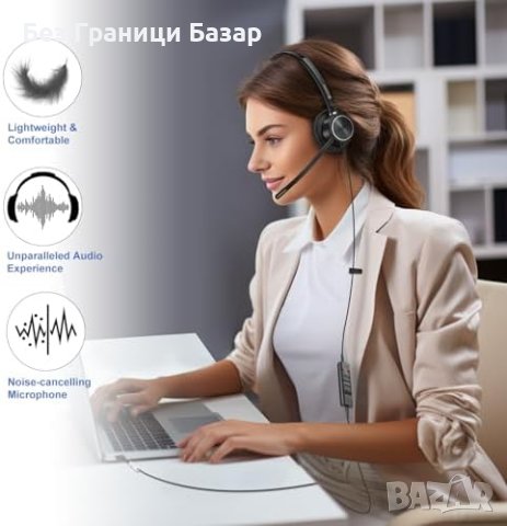 Нови USB Професионални Слушалки за PC, Конференции, Skype, офис, снимка 3 - Слушалки и портативни колонки - 44261982