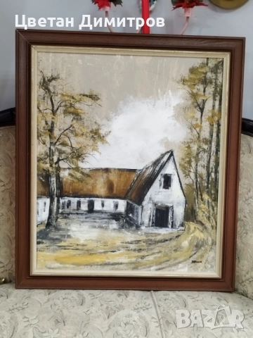 шведска авторска картина  Масло върху платно  Подписана , снимка 3 - Картини - 52361257