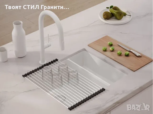 Гранитна Мивка за Вграждане под Плот Лондон 60 Duo 550 x 450  бяла