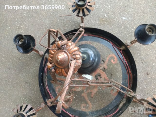 Полилей ,6-ца,от 80-те, с медни орнаменти, снимка 9 - Антикварни и старинни предмети - 42485052