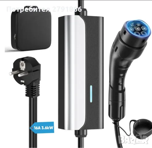 Зарядно устройство за EV Тип 2 16A (3,6kw), с LED индикатор, IEC 62196-2, IP65 Водоустойчив