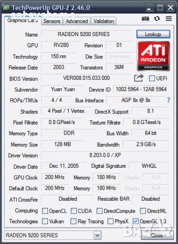 Видео карта ATi Radeon Yuan 9200 SE 128MB DDR 64bit AGP, снимка 9 - Видеокарти - 39226817