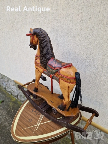 Уникална огромна антикварна дървена фигура играчка люлка , снимка 5 - Антикварни и старинни предмети - 53482640