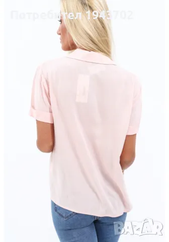 Дамска блуза с къс ръкав в цвят пудра MP25951, снимка 3 - Корсети, бюстиета, топове - 48117906