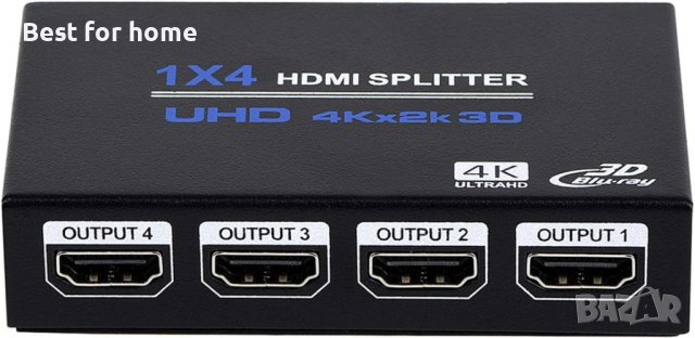 1x4 HDMI сплитер 4K, 3D, снимка 2 - Мрежови адаптери - 41643001