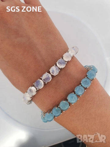 ГОЛЯМА СРЕБЪРНА ГРИВНА С АКВАМАРИН ИЛИ ЛУНЕН КАМЪК