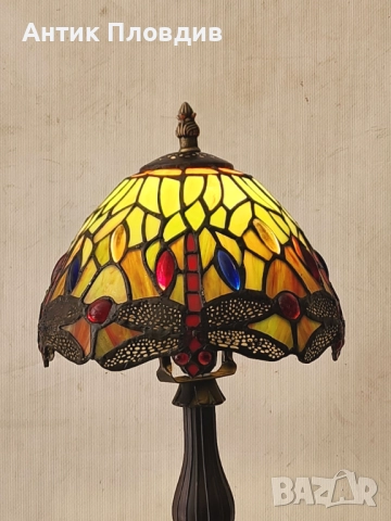 Настолна лампа Tiffany стил/зелена, снимка 4 - Настолни лампи - 51655885