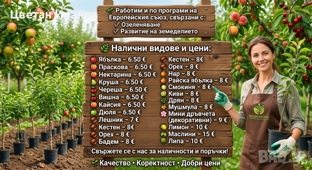 Продавам Овощни Облагородени Дръвчета