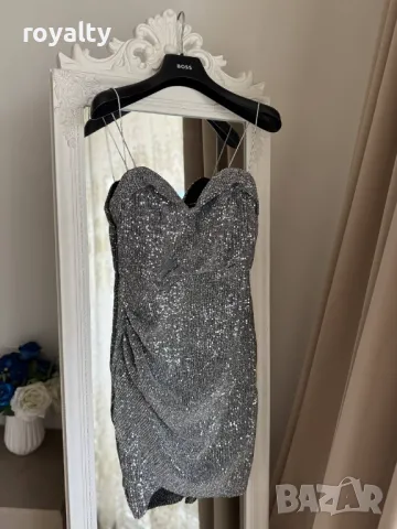 Сребриста стилна дамска рокля , снимка 5 - Рокли - 50272949