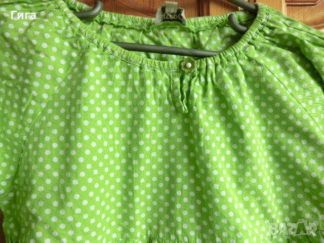 Зелена рокля на бели точки, снимка 4 - Детски рокли и поли - 34038805