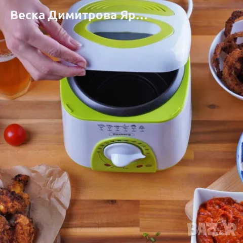 Фритюрник мини Rosberg, 1 литър, 950W, 80-190 C, Бял/зелен - 24 МЕСЕЦА ГАРАНЦИЯ, снимка 4 - Фритюрници - 48998509