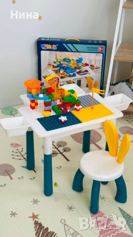 Детска маса с конструктор 6 в 1 – масичка за игра, творчество и обучение