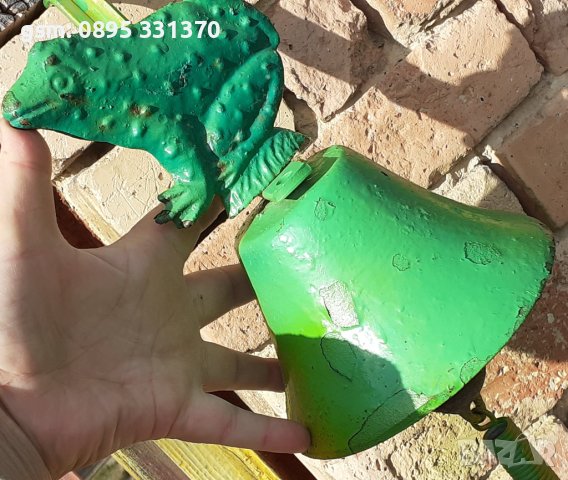 Зелена жаба - камбана, метал, стара, за закачане, закача се, снимка 2 - Други - 41451991