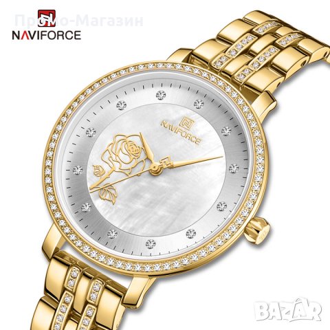 Дамски часовник NAVIFORCE Gold/Silver 5017 GW. , снимка 2 - Дамски - 34725290