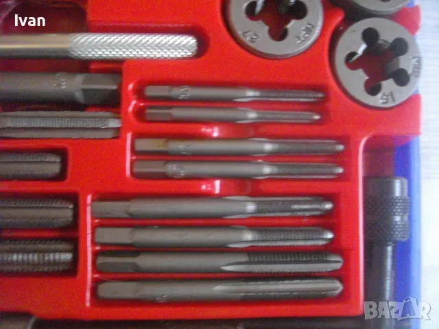 М3-М12 НОВ НЕМСКИ СТАРО КАЧЕСТВО РЕЗБОНАРЕЗЕН КОМПЛЕКТ МЕТЧИЦИ И ПЛАШКИ ВЪНШНИ/ВЪТРЕШНИ РЕЗБИ 40 БР., снимка 13 - Други инструменти - 48922156