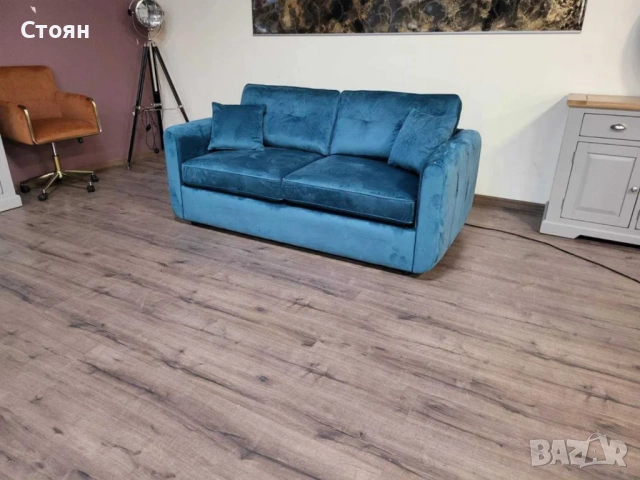 Син диван от плат с функция сън голяма двойка, снимка 5 - Дивани и мека мебел - 51955424