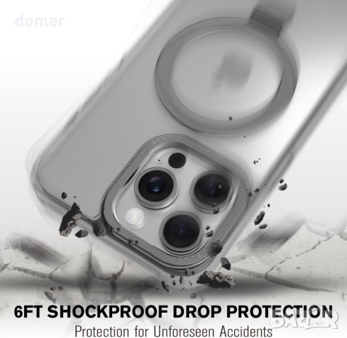 Калъф за iPhone 15 Pro Max (6,7”), съвместим с Magsafe, удароустойчив, полупрозрачен/бял, снимка 4 - Калъфи, кейсове - 44263560