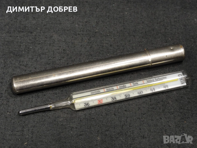СТАР РЕТРО ЖИВАЧЕН ТЕРМОМЕТЪР ЗА ТЕЛЕСНА ТЕМПЕРАТУРА, снимка 1