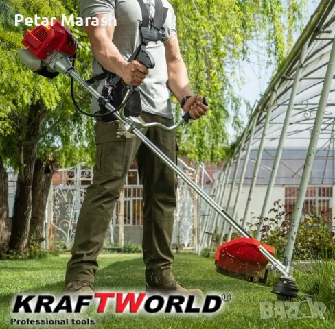 Четиритактов Бензинов Тример на KraftWorld + 9 ПОДАРЪКА, снимка 6 - Градински инструменти - 50431214