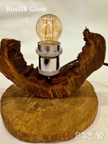 Настолна ръчно изработена рустик лампа, снимка 6 - Настолни лампи - 52380893