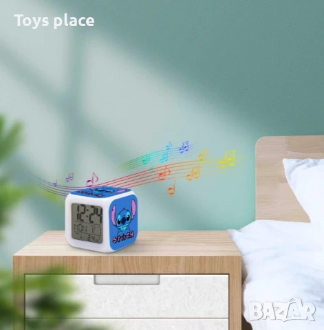 Електронен настолен светещ часовник, будилник Лило и Стич Lilo and Stitch , снимка 2 - Детски - 50779107
