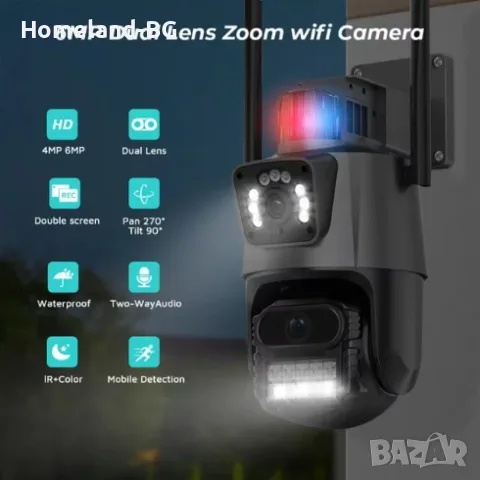 Двойна WIFI камера за наблюдение P11 Pro + Карта, 8MP, външна/вътрешна, Ultra HD, 5X ZOOM, Icsee, снимка 6 - IP камери - 55942886