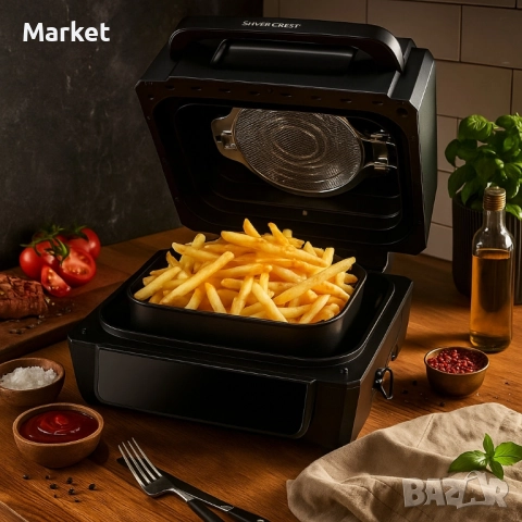 Уред 2 в 1 SilverCrest Air Fryer with Grill – хрупкаво, вкусно и Без мазнина, снимка 2 - Фритюрници - 51816104