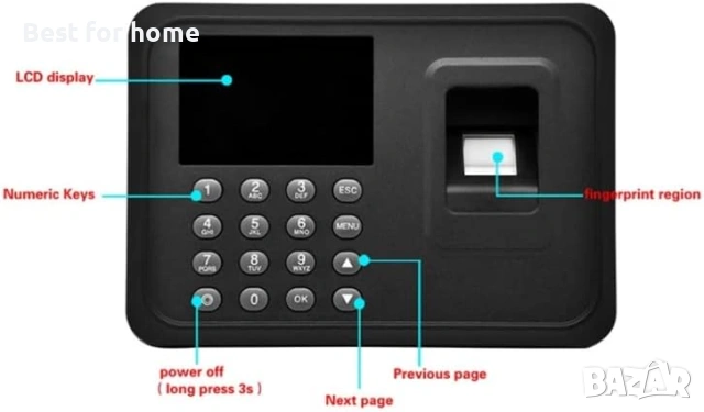 Машина за отчитане на работно време, биометричен скенер за разпознаване на отпечатъци, снимка 3 - Друга електроника - 53814988